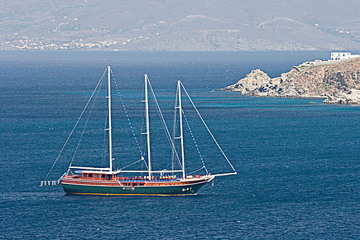 希腊,米克诺斯岛,帆船,海上,岛屿,背景
