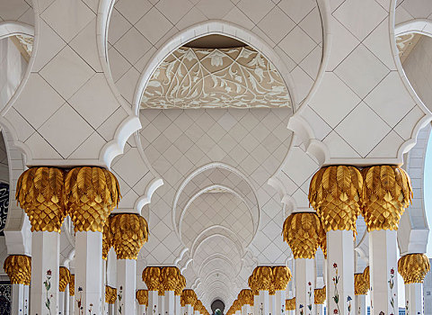 清真寺,局部,阿布扎比,阿联酋,亚洲