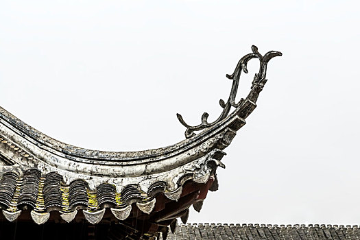 古建筑挑檐,中国江苏省苏州留园亭阁建筑