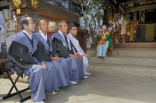 日本人,传统服装,日本节日,神祠,节日,日本神道,京都,日本,亚洲