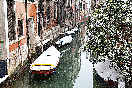 运河,威尼斯,下雪,威尼托,意大利
