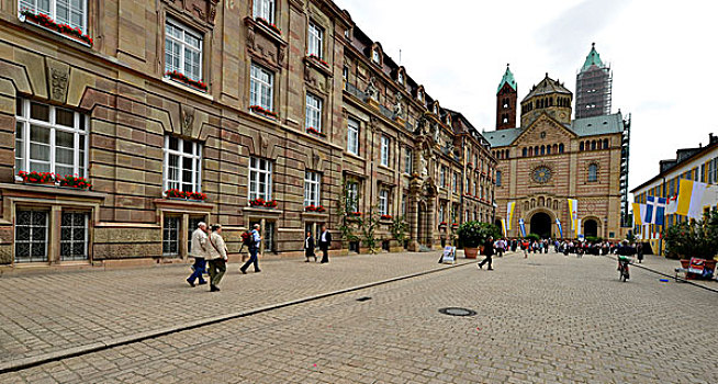 市政厅,街道,大教堂,皇家,世界遗产,莱茵兰普法尔茨州,德国,欧洲