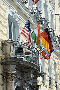 欧洲,奥地利,萨尔茨堡,城市,国家,旗帜,户外,酒店