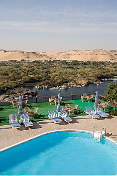 酒店,游泳池,尼罗河,埃及