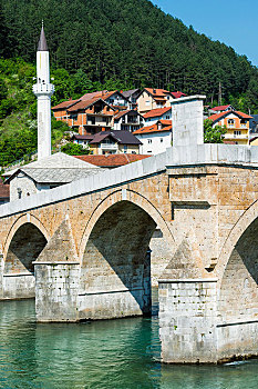 历史,土耳其,桥,上方,河,波斯尼亚,黑塞哥维那,欧洲