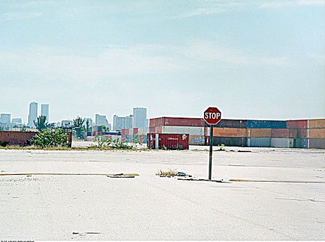停车标志,货物,院子,迈阿密,佛罗里达,美国