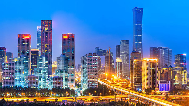北京国贸桥附近cbd建筑夜景
