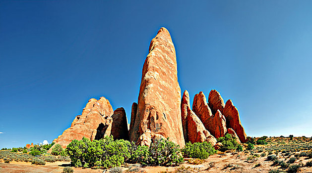 沙丘,拱形,石头,柱子,红色,砂岩,腐蚀,靠近,犹他,美国,北美