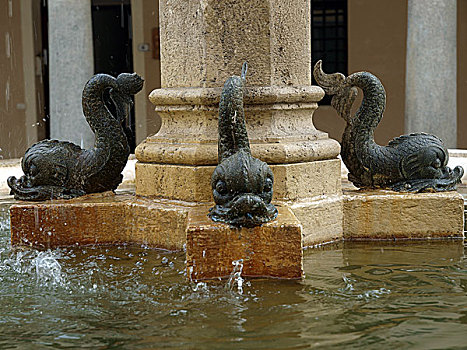 喷泉,广场,丘西,托斯卡纳