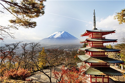 山,富士山,秋色,日本,效用,使用