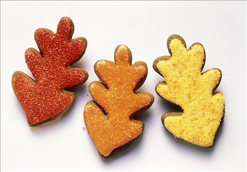 三个,彩色,感恩节,饼干,形状,叶子