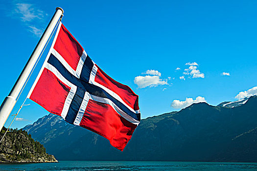 挪威,国旗,船,峡湾,世界遗产,欧洲