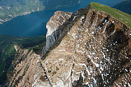 琉森湖,航拍,瑞士,欧洲