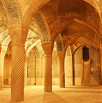 伊朗,省,法尔斯,设拉子,柱子,大厅,近东,清真寺,拱廊,建筑,艺术,文化,景象,室内
