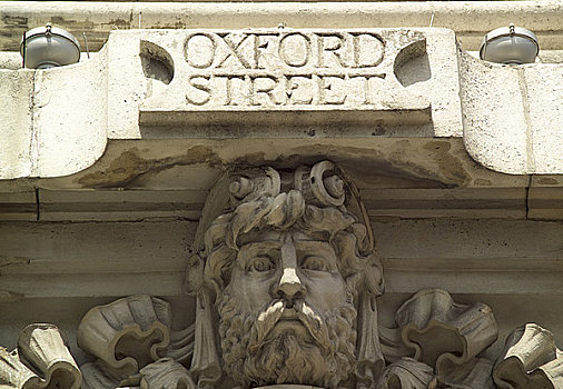英格兰,伦敦,牛津街,标识,雕刻,石头,百货公司