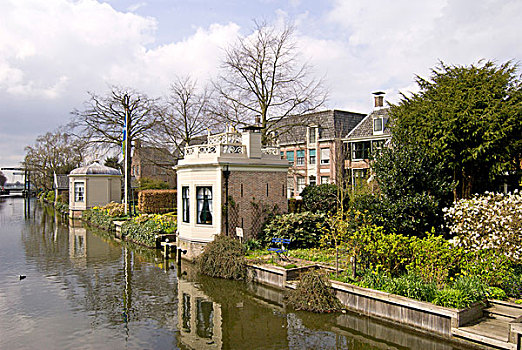 荷兰,北荷兰,家,运河