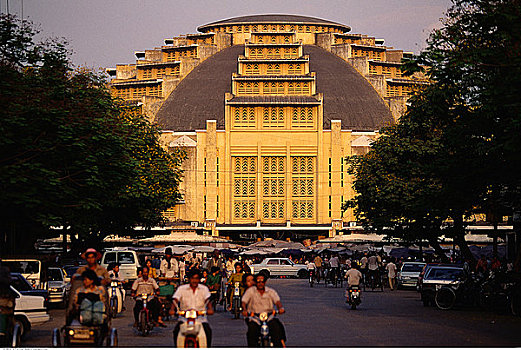 街道,中央市场,金边,柬埔寨