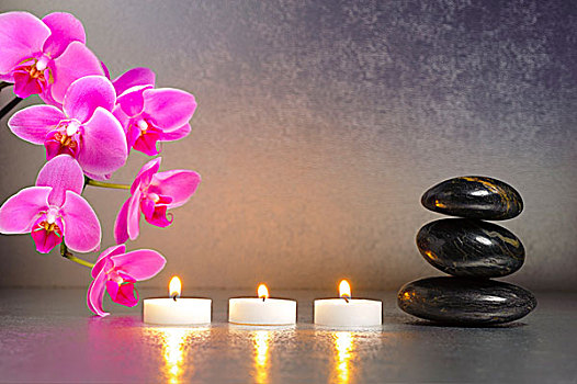 禅,能量,蜡烛,花,石头