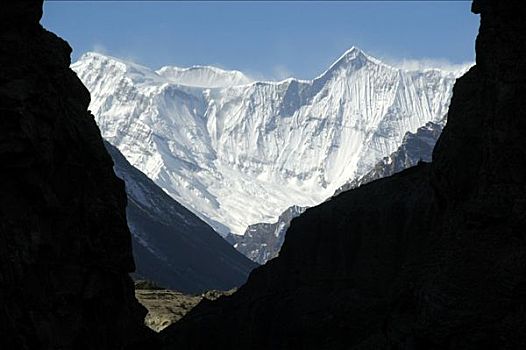 峡谷,冰冠,巨大,安娜普纳地区,尼泊尔