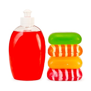 肥皂,液体,红色,一堆,坚实