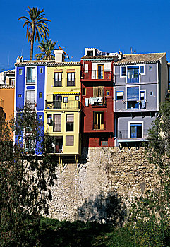 西班牙,瓦伦西亚,白色海岸,彩色,房子