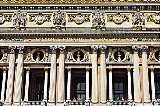柱子,正门入口,歌剧院,加尼叶,音乐人,巴黎,法国,欧洲