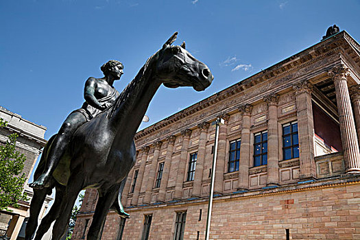 雕塑,亚马逊河,骑马,正面,博物馆,新,岛屿,地区,柏林,德国,欧洲