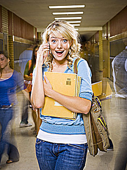 高中女生,学校,手机