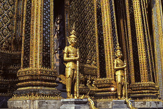 泰国,曼谷,大皇宫,翡翠佛,监护人,建筑细节