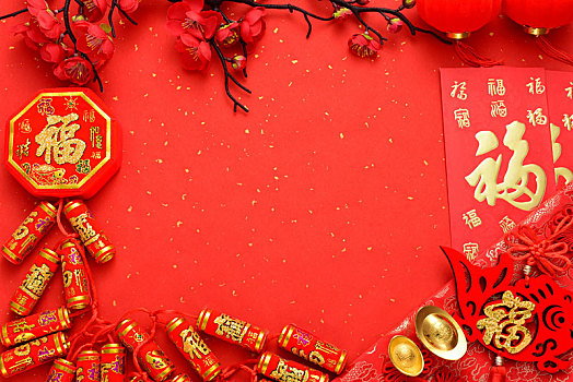 中国传统新年春节中国年留白背景