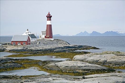 灯塔,远眺,罗弗敦群岛,诺尔兰郡,挪威