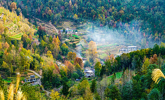 重庆酉阳,初冬乡村清晨美景