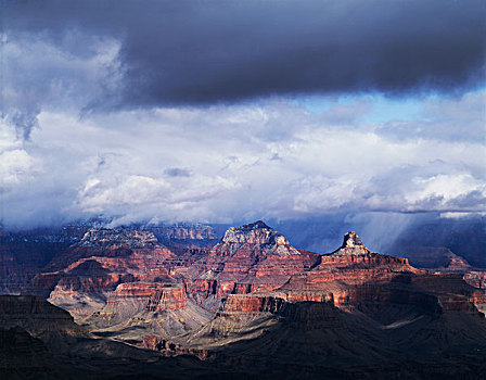 大峡谷国家公园,风暴,俯视,沙岩构造,大峡谷,大幅,尺寸