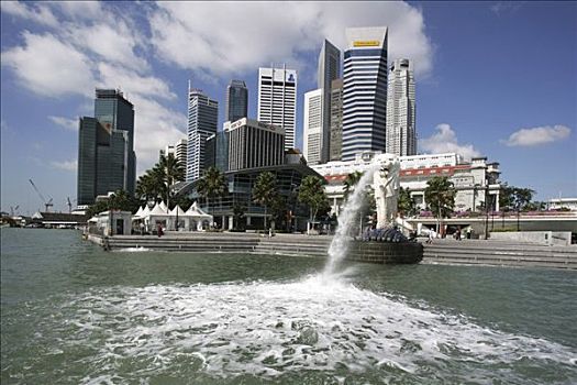 新加坡,城市天际线,鱼尾狮