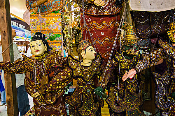 缅甸,仰光,市场,传统,木偶