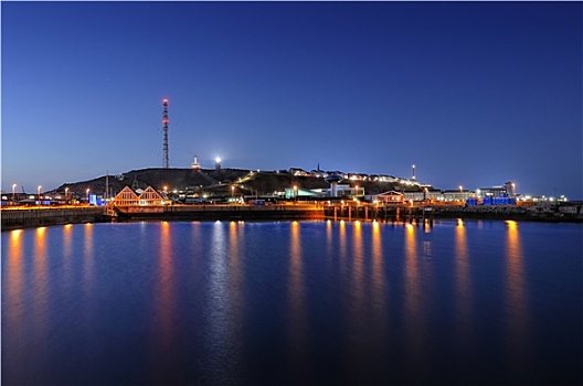 赫尔戈兰岛,港口,夜晚