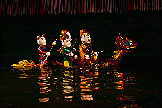 水,木偶,表演,河内,越南