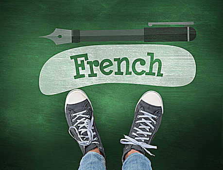法国,绿色,黑板,文字,休闲,鞋