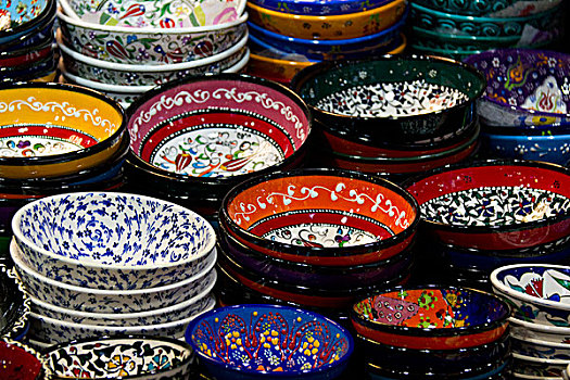 土耳其,特写,彩色,碗,堆积