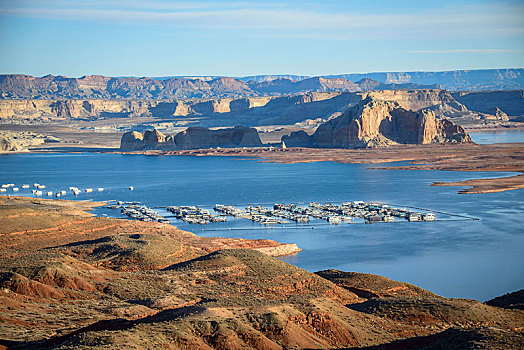 码头,湾,风景,俯瞰,鲍威尔湖,亚利桑那,美国,北美