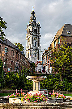 历史,中心,钟楼,世界遗产,地点,埃诺省,比利时,欧洲