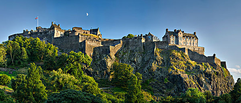 晚间,仰视,爱丁堡城堡,爱丁堡,洛锡安,苏格兰,大幅,尺寸