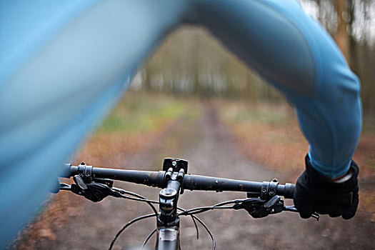 特写,骑车,车把,自行车