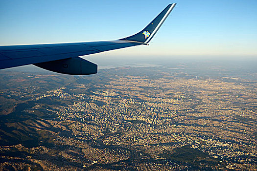 航拍,飞机,翼,飞行,上方,米纳斯吉拉斯州,巴西,南美