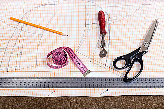 纸巾,笔,图案,裁缝,工具,切,桌子