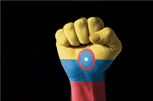 拳头,涂绘,彩色,哥伦比亚,旗帜