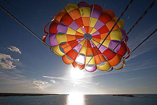 巴哈马,新普罗维登斯,岛屿,拿骚,帆伞运动,降落伞,飞行,高处,凯布尔海滩