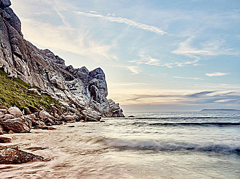 风景,悬崖,模糊,海洋,摩洛湾,加利福尼亚,美国