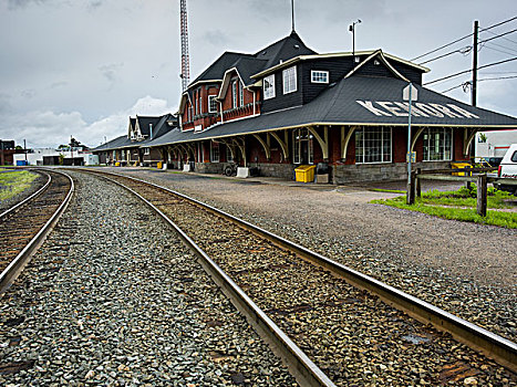 火车站,湖,木头,安大略省,加拿大