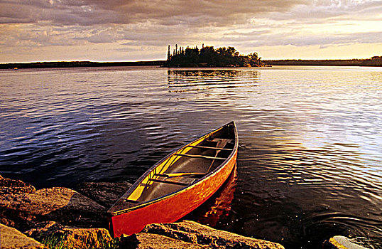 独木舟,湖,怀特雪尔省立公园,曼尼托巴,加拿大